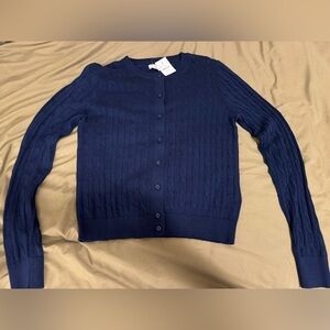Women’s Navy jcrew cable knit cardigan size small (new with tags)
